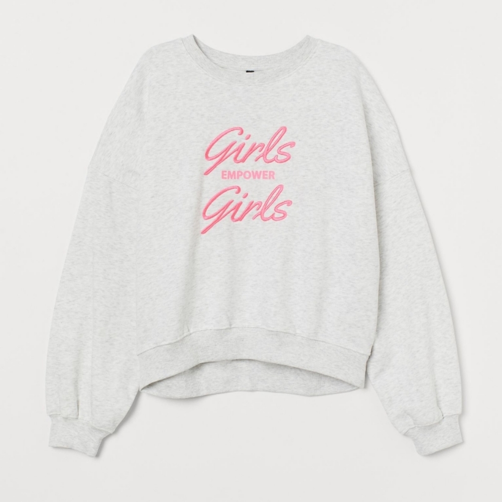 H&M Embroidered Crew Sweatshirt